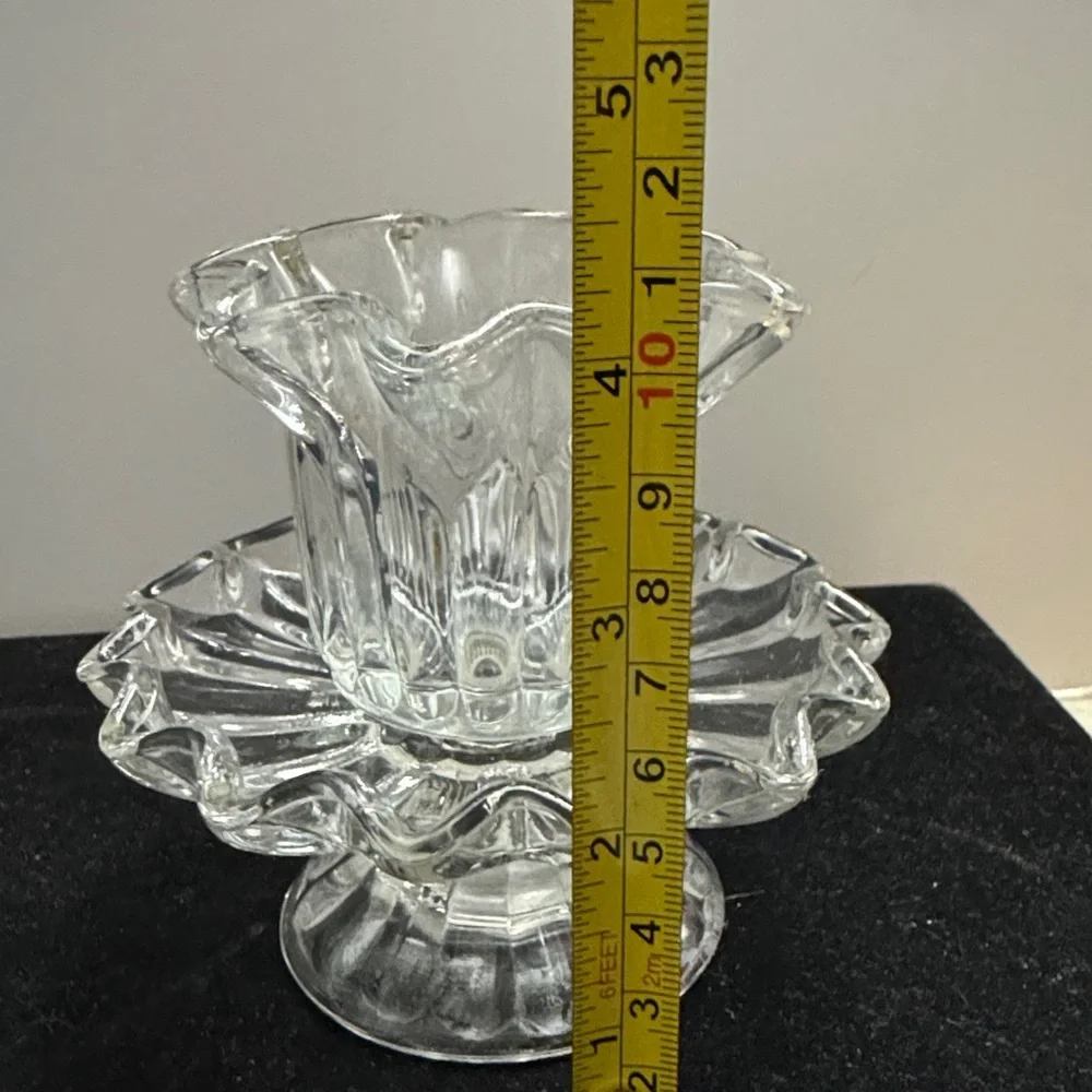 Vintage PartyLite Chantilly Clear Glass Votive Candle Holder with Ruffled Edges